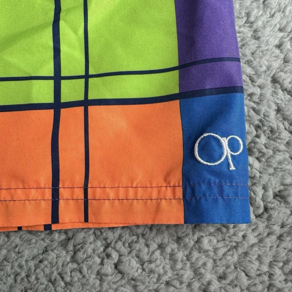 Vintage 90's OP Ocean Pacific Youth Small 6/7‎ Neon Swim Trunks Board Shorts